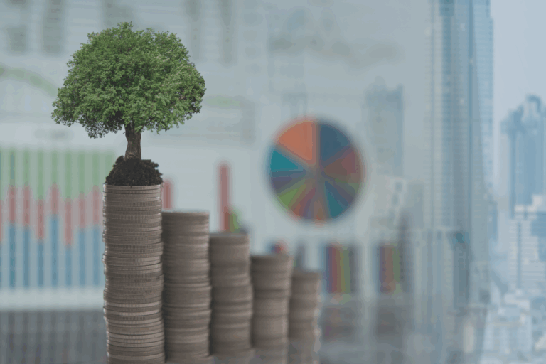 Small tree on stack of coins
